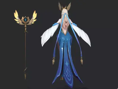 Female Archmage Low-poly 3D model