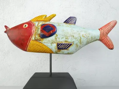 Mali Wood Bozo Fish Puppet 3 3D model