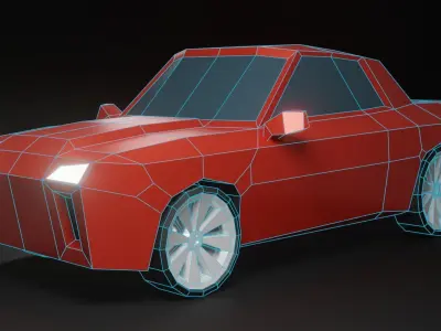 Low-Poly Red Car Free low-poly 3D model