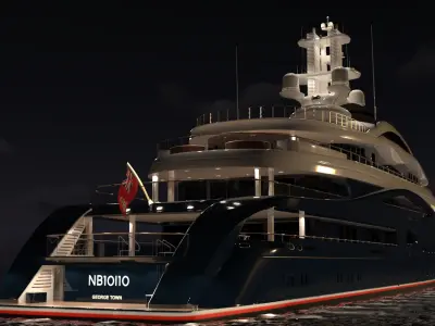 Feadship 1010 Superyacht Night Scene 3D model