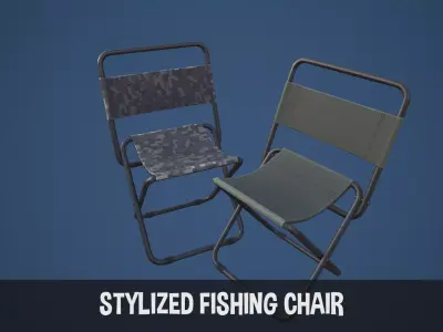 Stylized Fishing Chair Low-poly 3D model