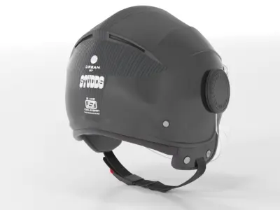 Studds Urban Black with Black Strip Open Face Helmet Low-poly 3D model