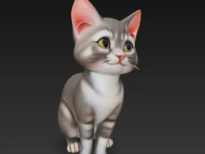 Cat Realistic 3D Model - Low Poly Realistic Low-poly 3D model