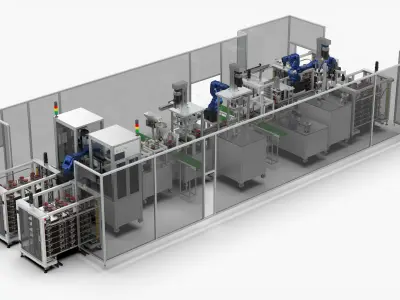 Automatic Booster Impeller Assembly and Pressing Line 3D model