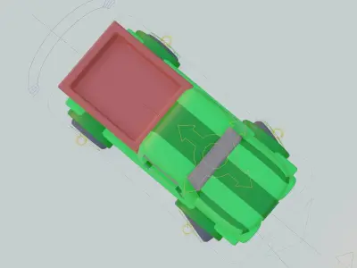 cartoon green car Low-poly 3D model