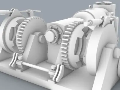 Double Drum Boat Anchor Winch Windlass ANSALDO Low-poly 3D model