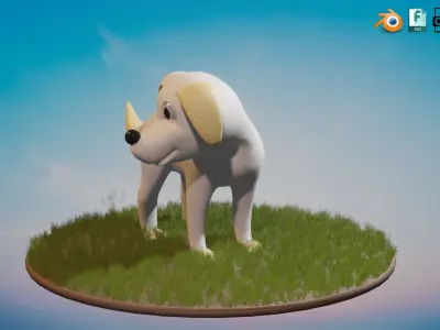 Cute little Puppy Dog Low-poly 3D model