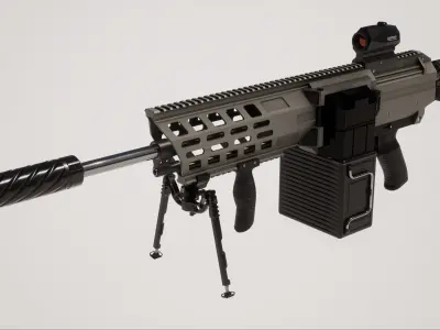 Machine Gun 1 Low-poly 3D model