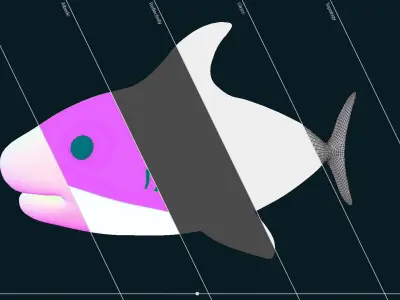 Cartoon Little Shark Pink 3D Model - High-Quality Animated  Low-poly 3D model
