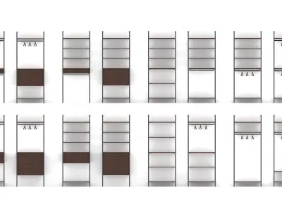 Slotted Metal Retail Shelving System 3D model