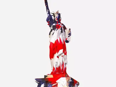 Low Polygon Art USA color Liberty Statue Low-poly 3D model