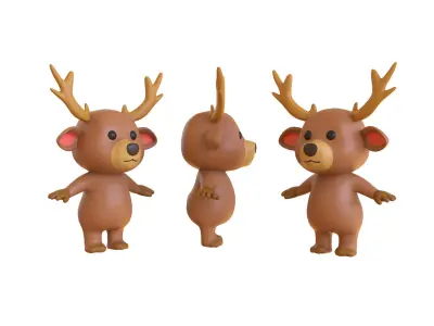 High-Quality 3D Cartoon Deer Low-poly 3D model