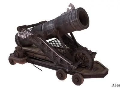 Lowpoly Cannon Low-poly 3D model