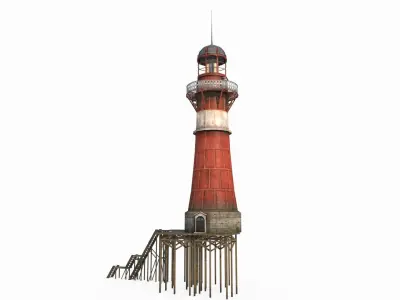 Hand drawn architectural lighthouse 3D model