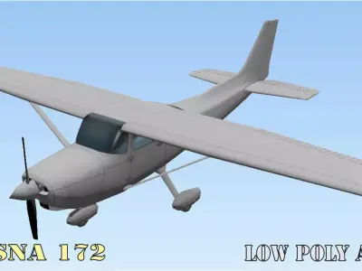 Cessna 172 Low poly game asset Low-poly 3D model