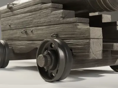 Medieval Cannon Low-poly 3D model