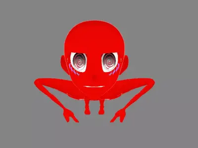 Crunsh Red Bighead - Strange Red Monster Character Low-poly 3D model
