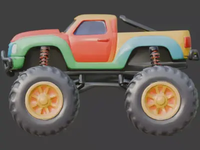 Stylized Off-Road Monster Truck 3D Model Low-poly 3D model