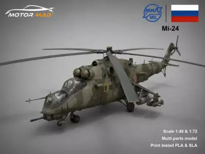 Mil Mi-24 Hind - Gunship Attack Helicopter 3D print model