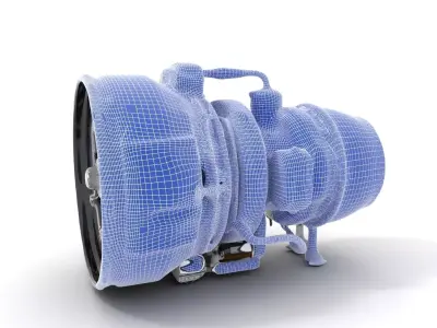 Jet Engine Model Pack with Detailed Components Low-poly 3D model