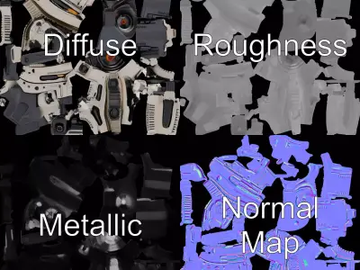 Tactical Blaster Rifle model pack Low-poly 3D model