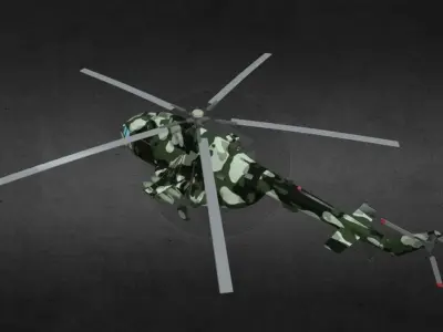MI-17 camouflage helicopter Low-poly 3D model