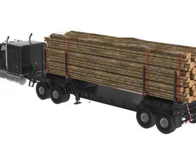 Kenworth W900L Logger Black 3D model
