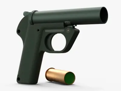 Compact Signal Weapon with Detached Flare Cartridge 3D model