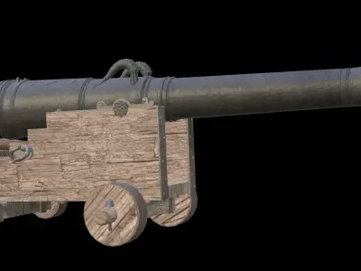 24-pounder naval cannon with LODs model Low-poly 3D model