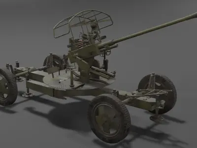 37 mm automatic air defense gun M1939 61-K Low-poly 3D model