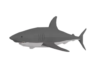 Low Poly Cartoon Shark Low-poly 3D model
