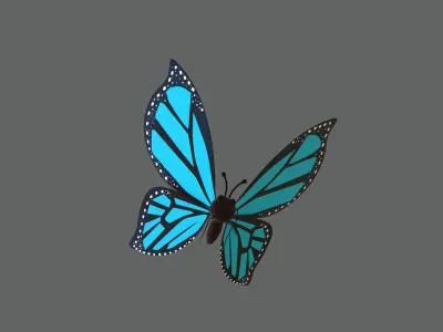 Cartoon Butterfly Wing Flapping 02 Animated Low-poly 3D model