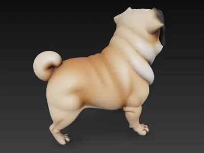 Pug Dog Realistic 3D Model Basic - Low Poly Realistic Low-poly 3D model
