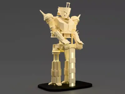 Underworld Realm Titan  3D Printable Fantasy Mech Statue Low-poly 3D model