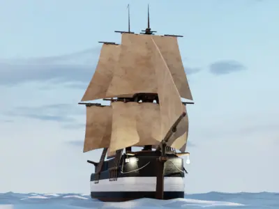 Hecla-Class Bomb Vessel Low-poly 3D model