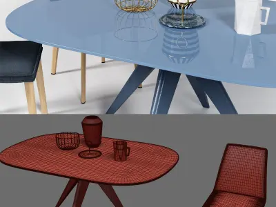 Bonaldo Lias chair and Noa table Free 3D model