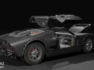 GT40 with Full Interior and Engine Free 3D model