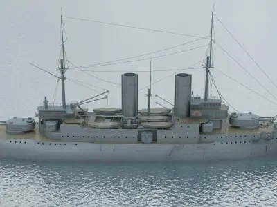Russian battleship Slava Low-poly 3D model