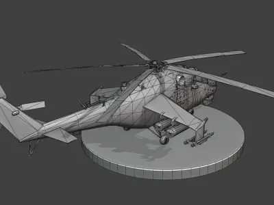 Post-Apo Mi-24 Attack Helicopter Low-poly 3D model