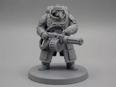 Pre-Supported 32mm Sci-Fi Trench Grimdark Devastator STL 3D print model