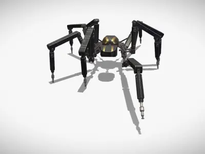 Spider bot v2 rigged and animated Low-poly 3D model