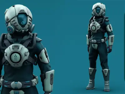 AUSTRONAUT J-1  Rigged for Unreal Engine - Unity - MIXAMO 3D model