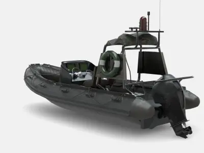 Military Zodiac Boat Low-poly 3D model