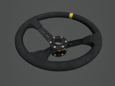 Steering Wheel 01 - Variation B - Black Stiches Low-poly 3D model
