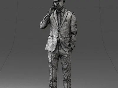 000182 Young Businessman on Phone 0911 3D model