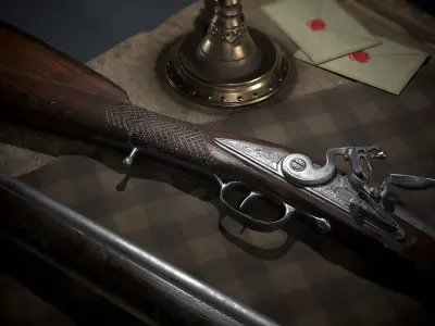 Shotgun Ferguson rifle 1770 Low-poly 3D model