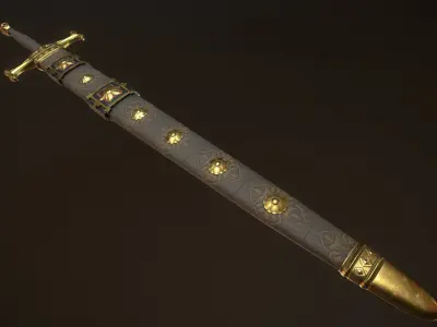 Royal Sword with scabbard Low-poly 3D model