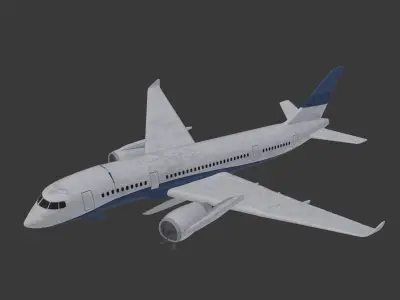  Generic Wrecked Airliner - Plane - Airplane -- LowPoly Low-poly 3D model