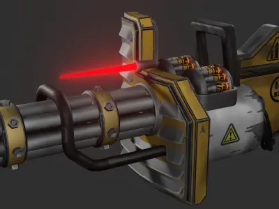 Stylized minigun Low-poly 3D model