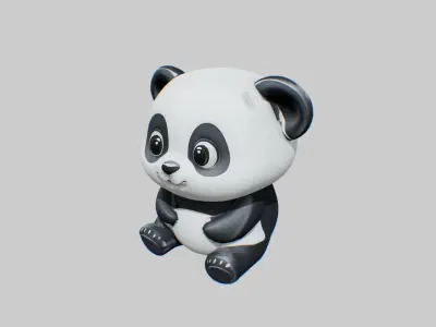 Panda Bear Low-poly 3D model